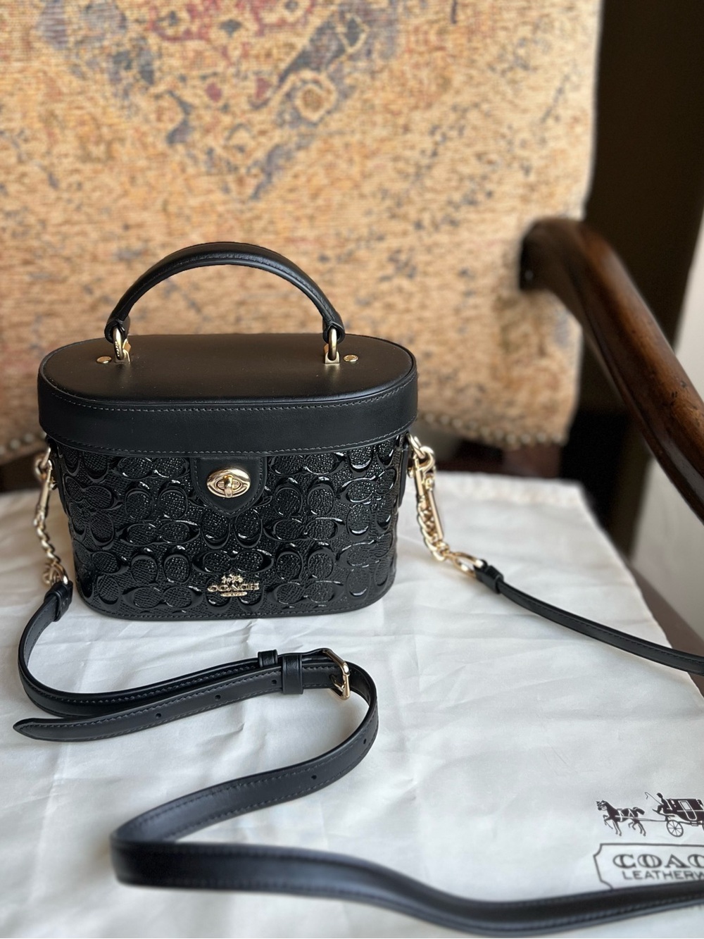 Coach “Kay” Crossbody Patent Leather Bucket Bag